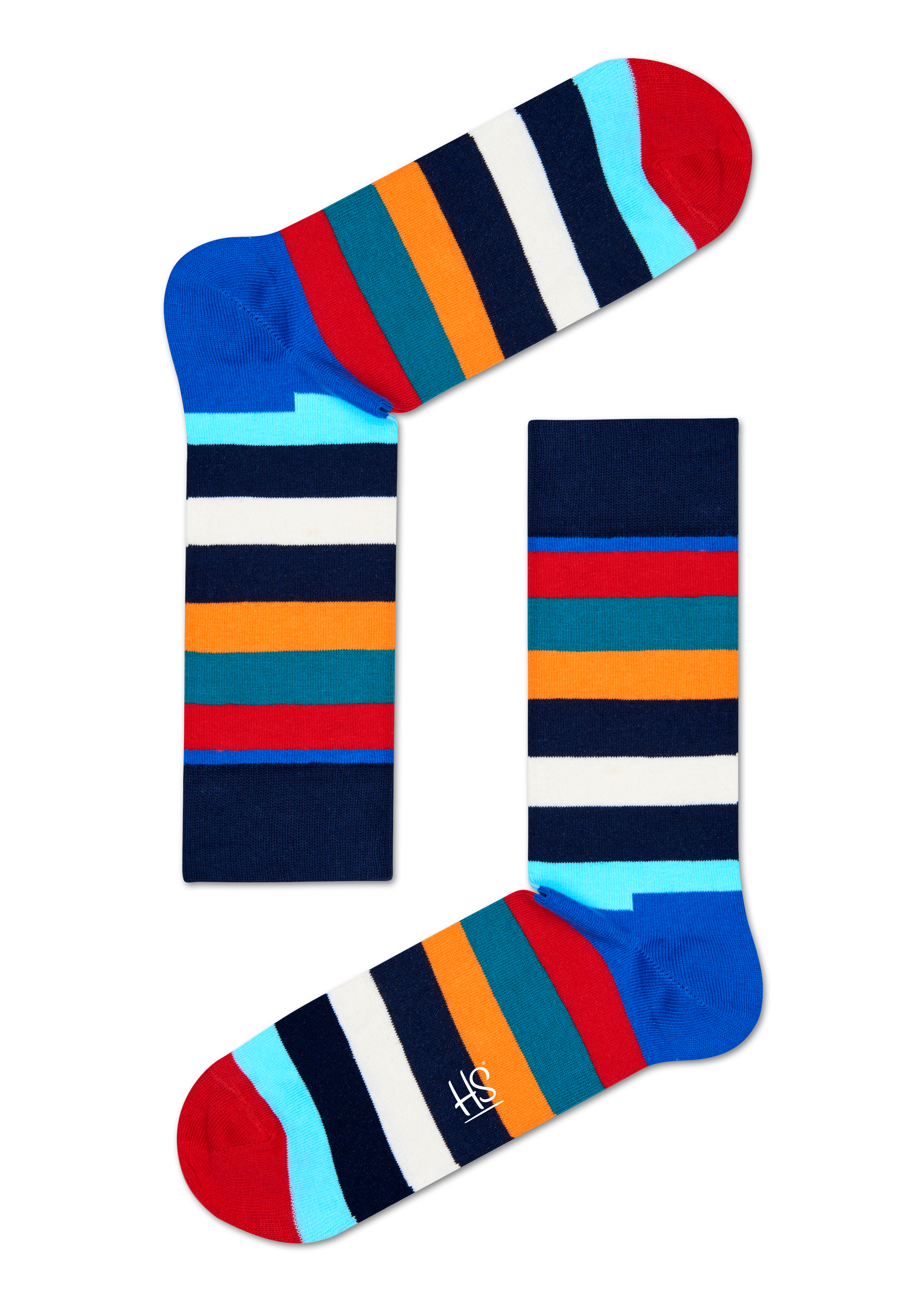 Crew Sock: Multicolor Blue Stripes style | Happy Socks