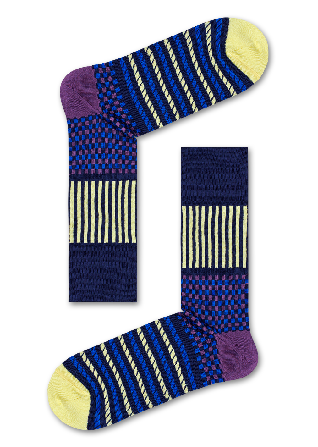 Stripes & Square Sock, Blue | Dressed | Happy Socks