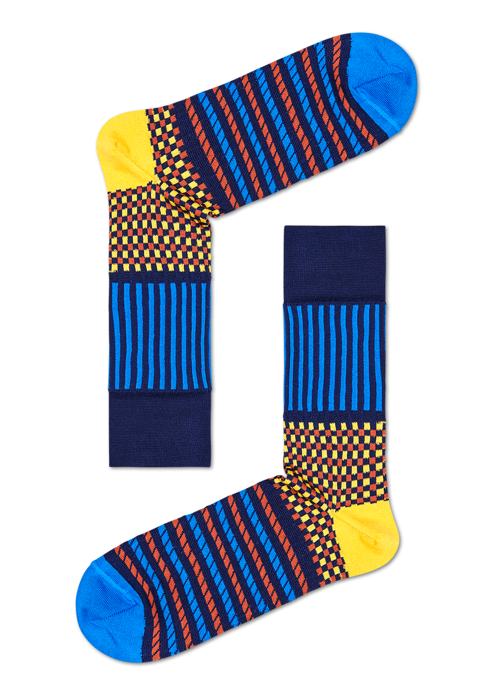 Stripes and Squares Suit Sock, Blue | Dressed | Happy Socks