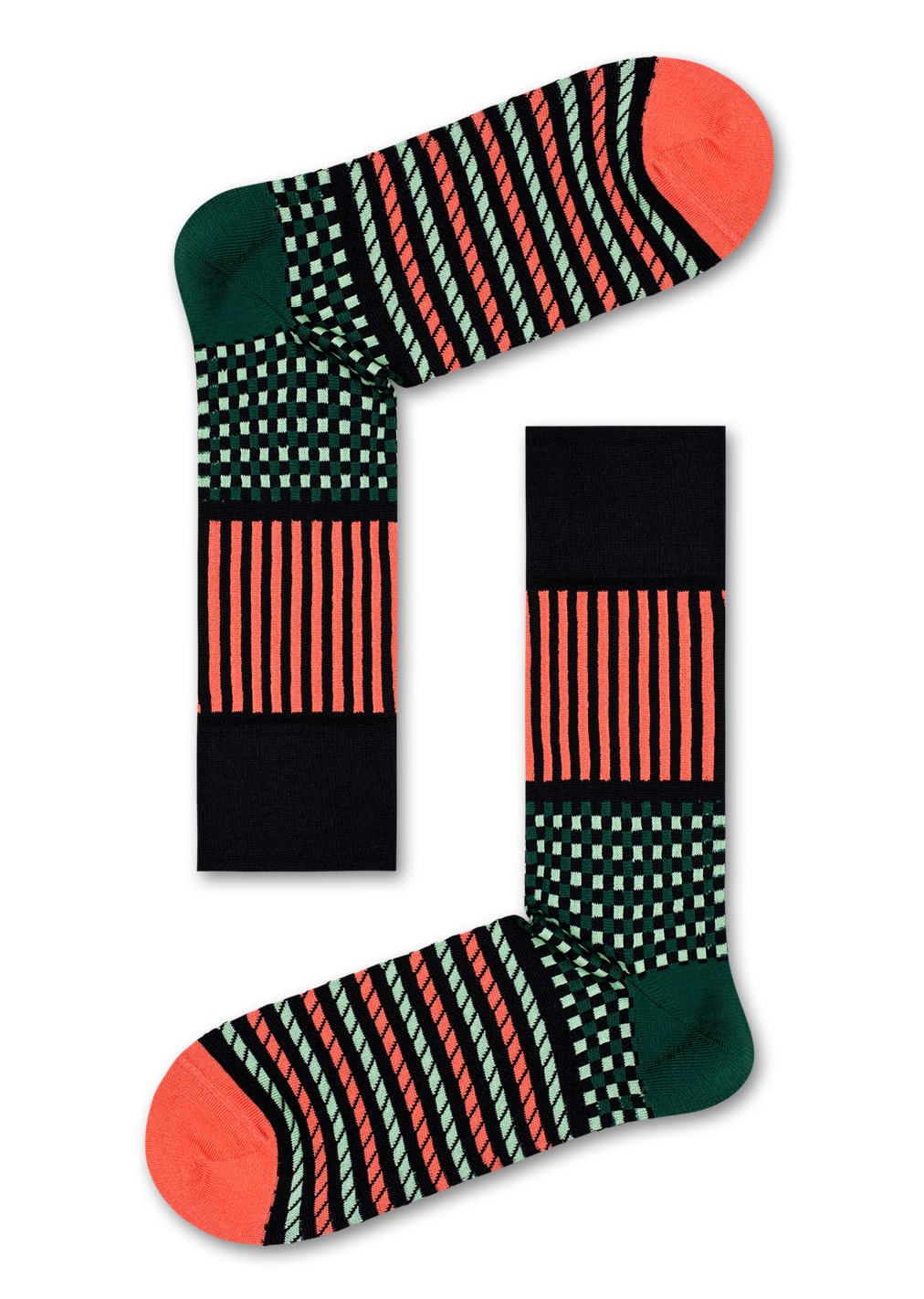 Stripes And Squares Socks, Orange - Dressed | Happy Socks