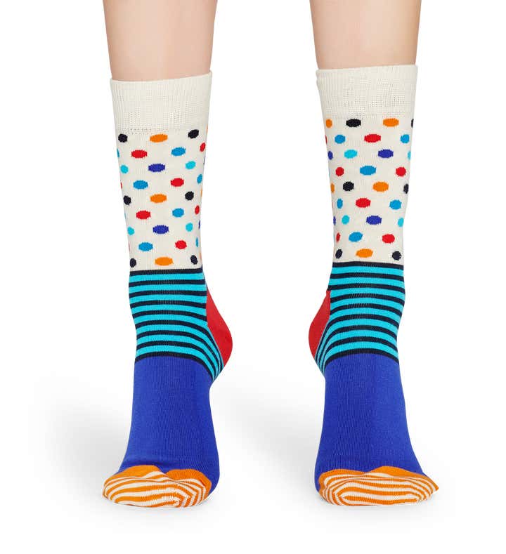 White Cotton Socks: Stripes And Dots Pattern | Happy Socks US