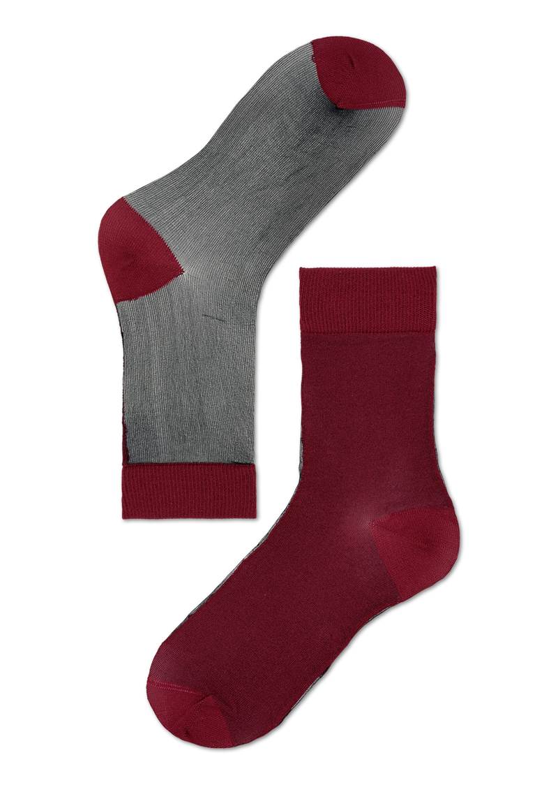 Burgundy Sheer Ankle Socks | Filippa Fashion Socks