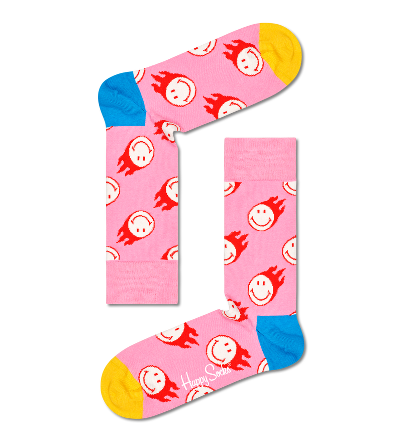Pink Flaming Smiley Sock | Happy Socks