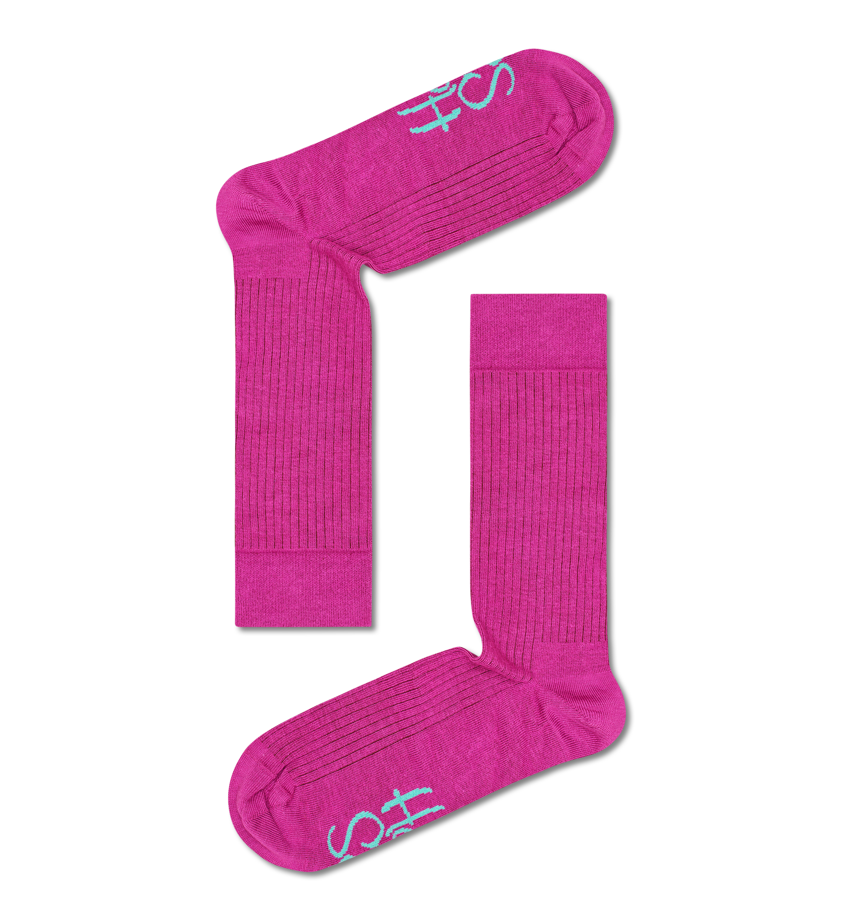 Pink Solid Rib Sock | Happy Socks