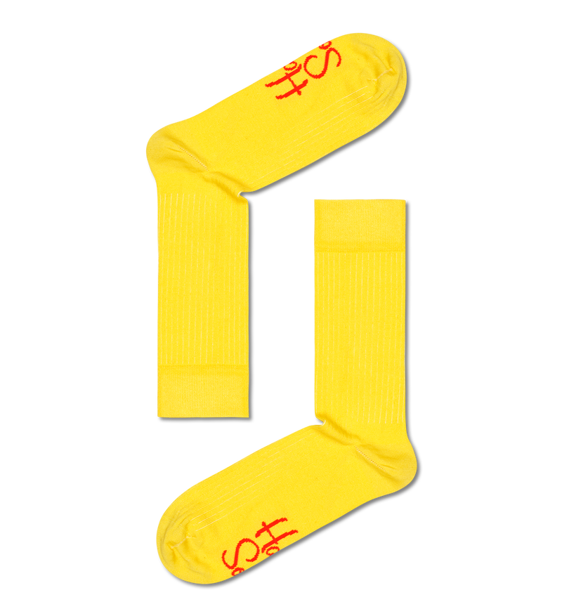 Light Yellow Solid Rib Crew Sock | Happy Socks