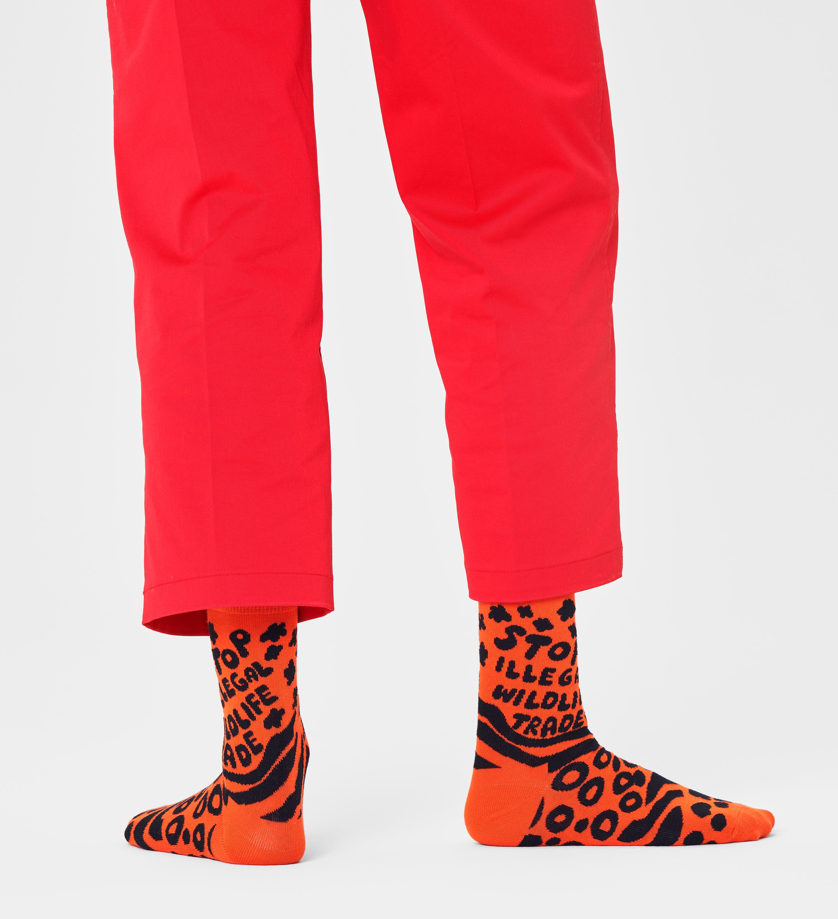 Happy Socks - Orange Kids Stop Illegal Online Wildlife Trade Crew Sock | Happy Socks | Nature | Orange, Black