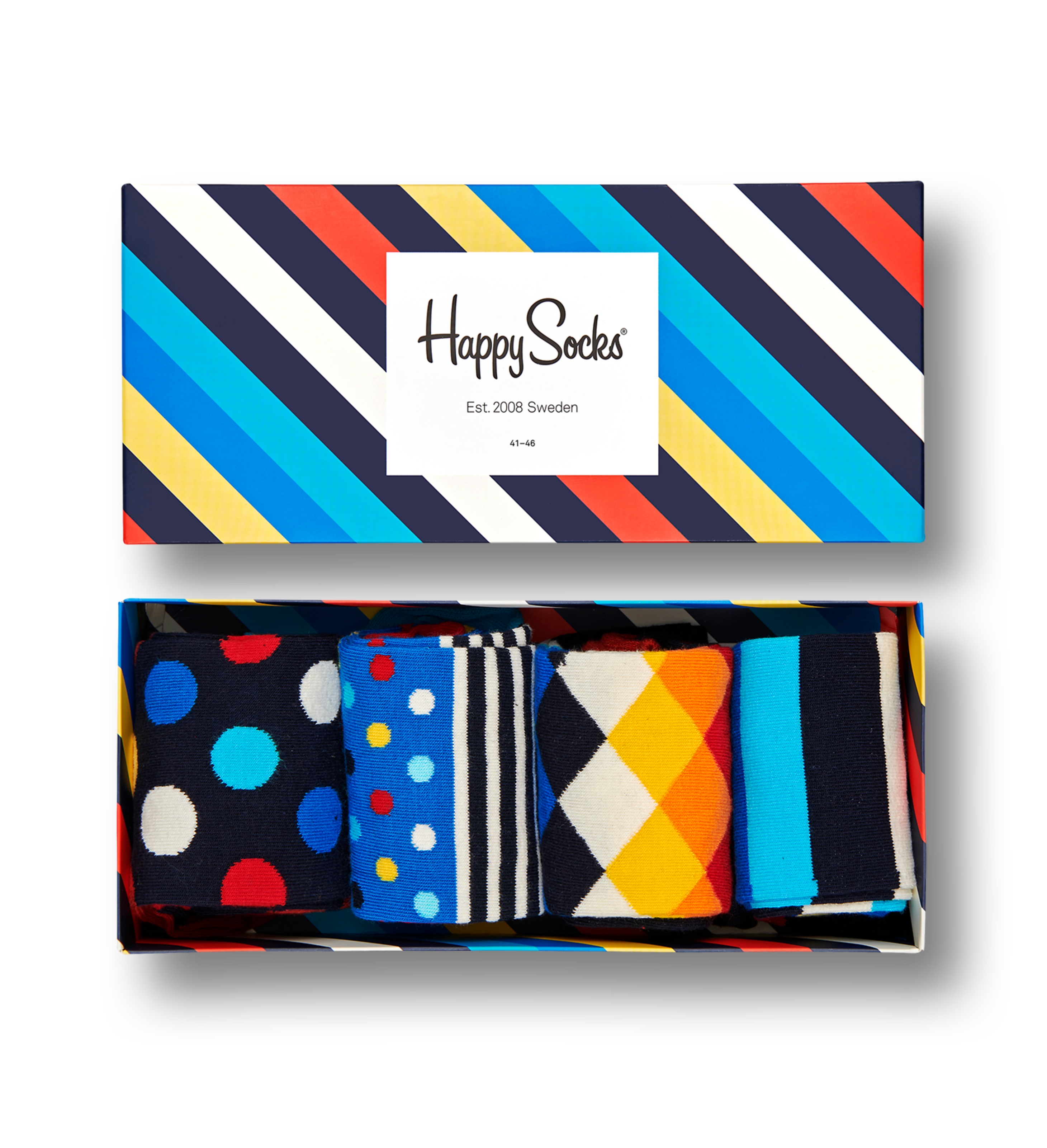  Happy Socks 4-Pack Multi-Color Gift Set, colorful and fun, Socks  for Men and Women, Navy-White-Blue-Turquoise-Orange (9-11) : Clothing,  Shoes & Jewelry