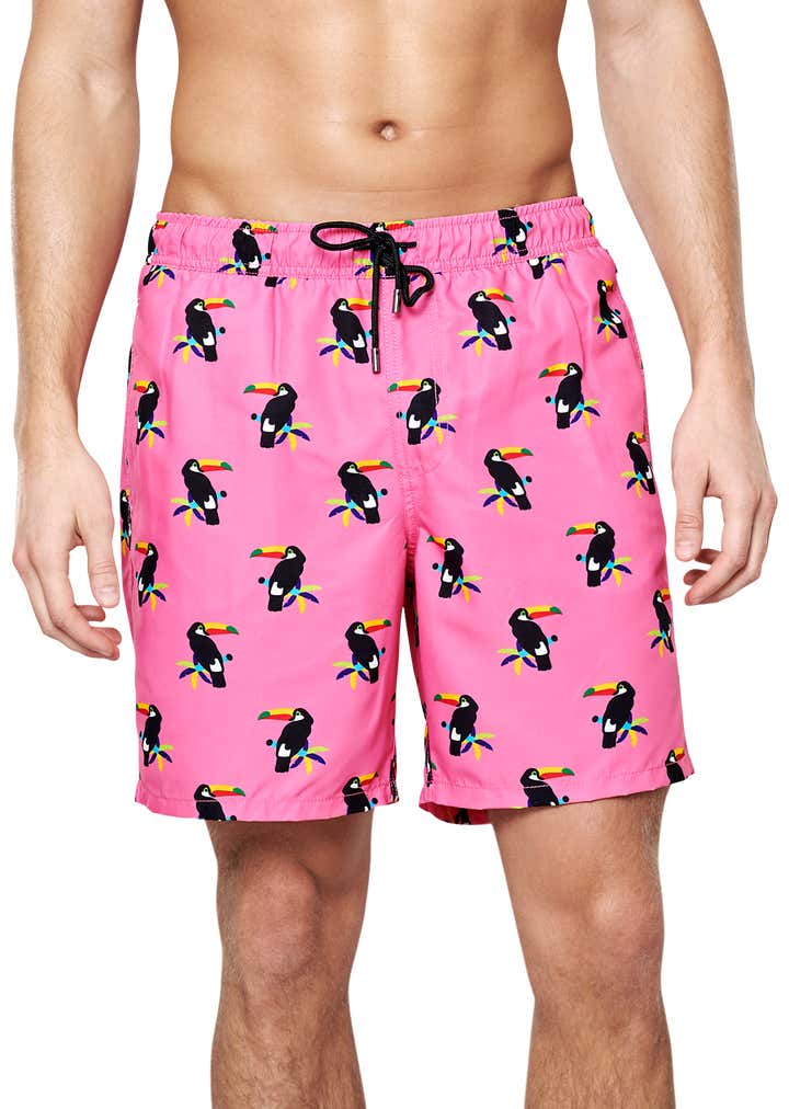 Toucan Long Swim Shorts, Pink | Happy Socks US