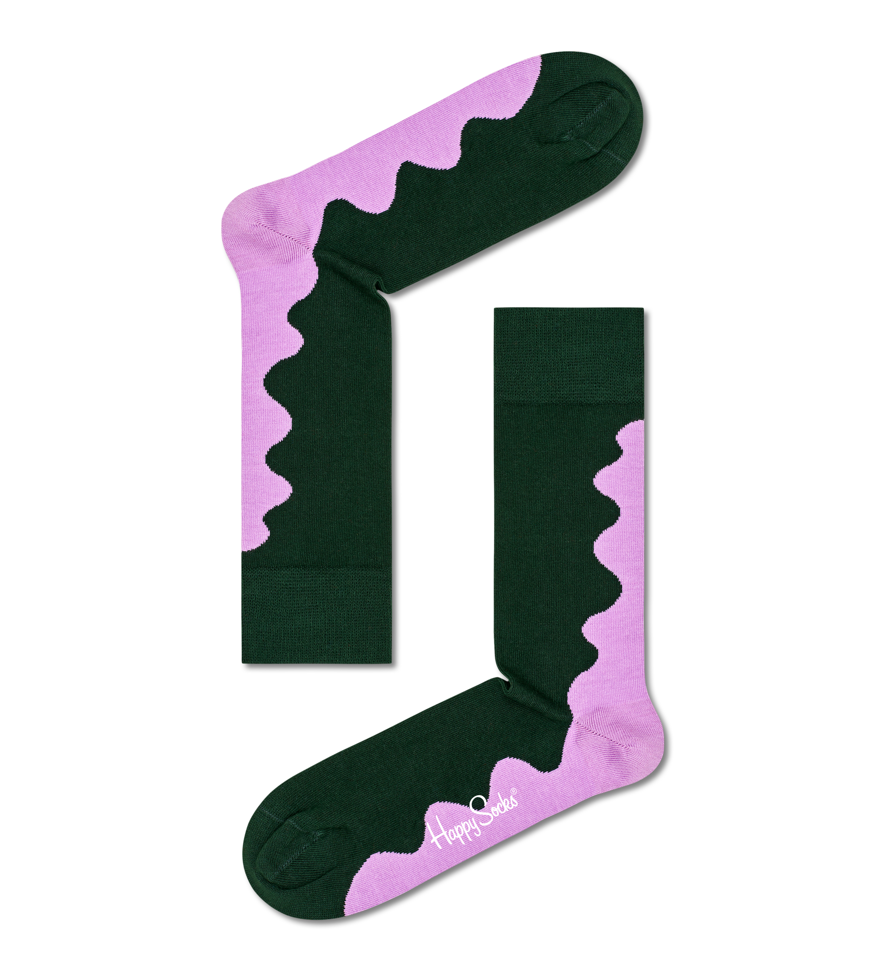 Dark Green Wave Crew Sock | Happy Socks