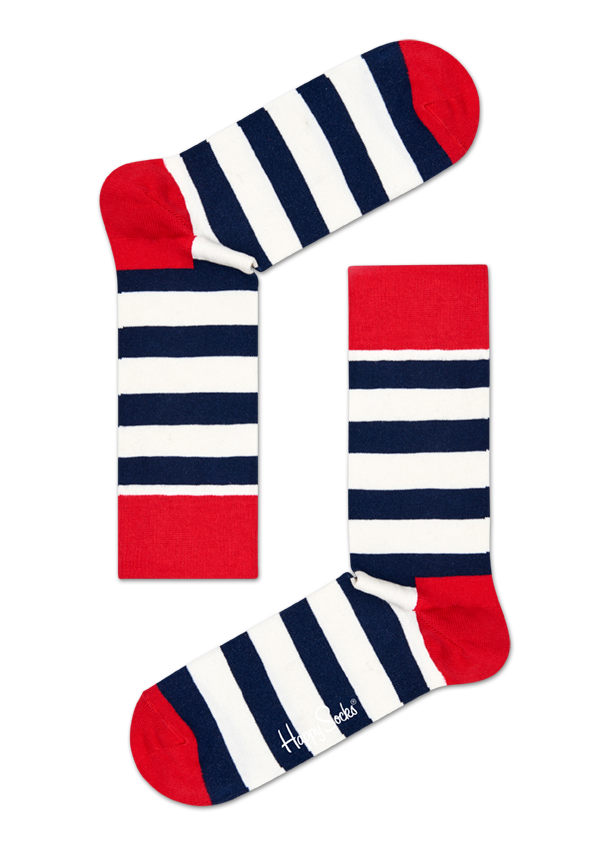 Light Yellow 4-Pack Navy Happy US Socks Crew Gift Socks | Set Classic