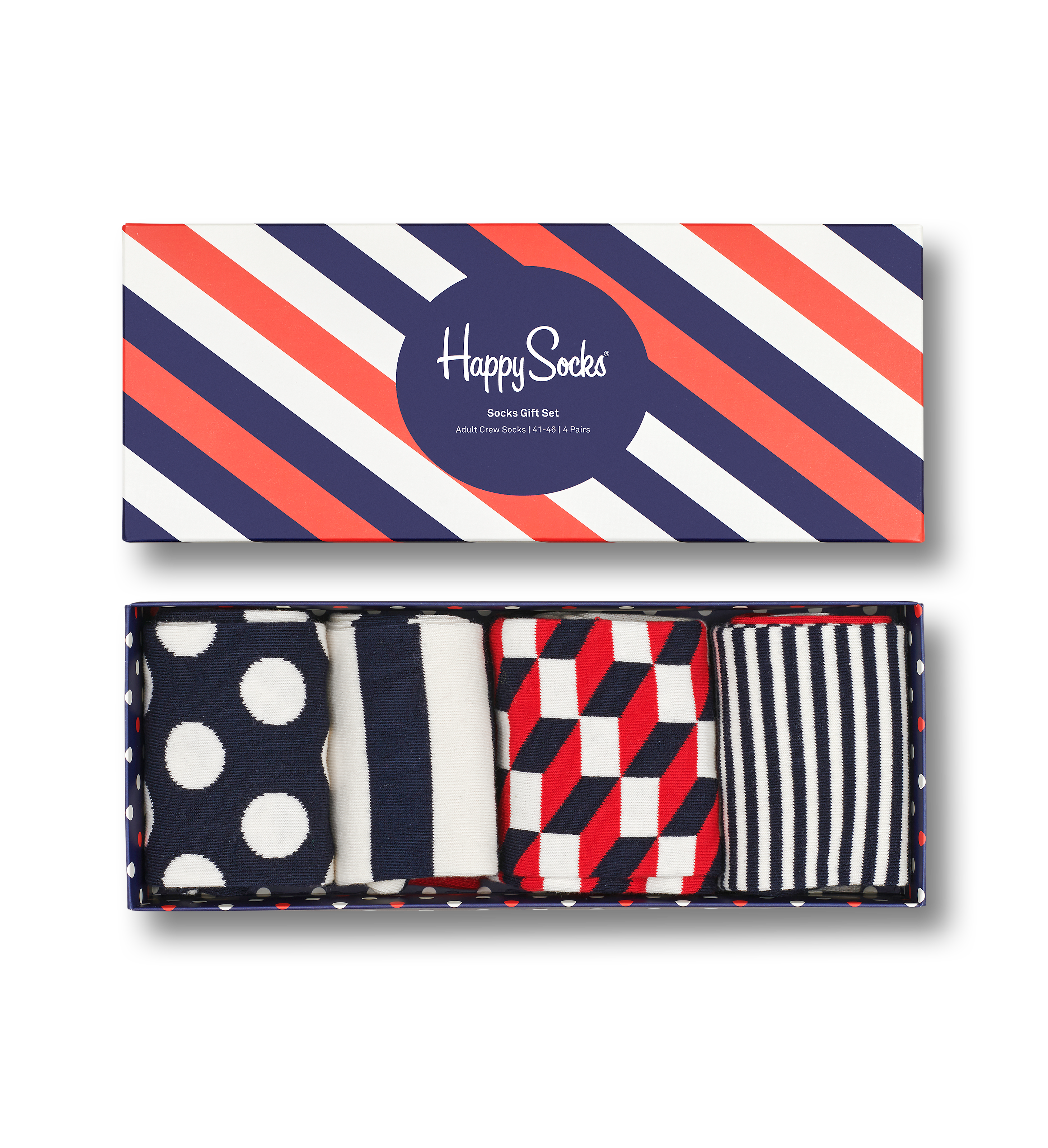 Stripe Socks Happy Box: | Blue Socks Gift Navy US Pattern
