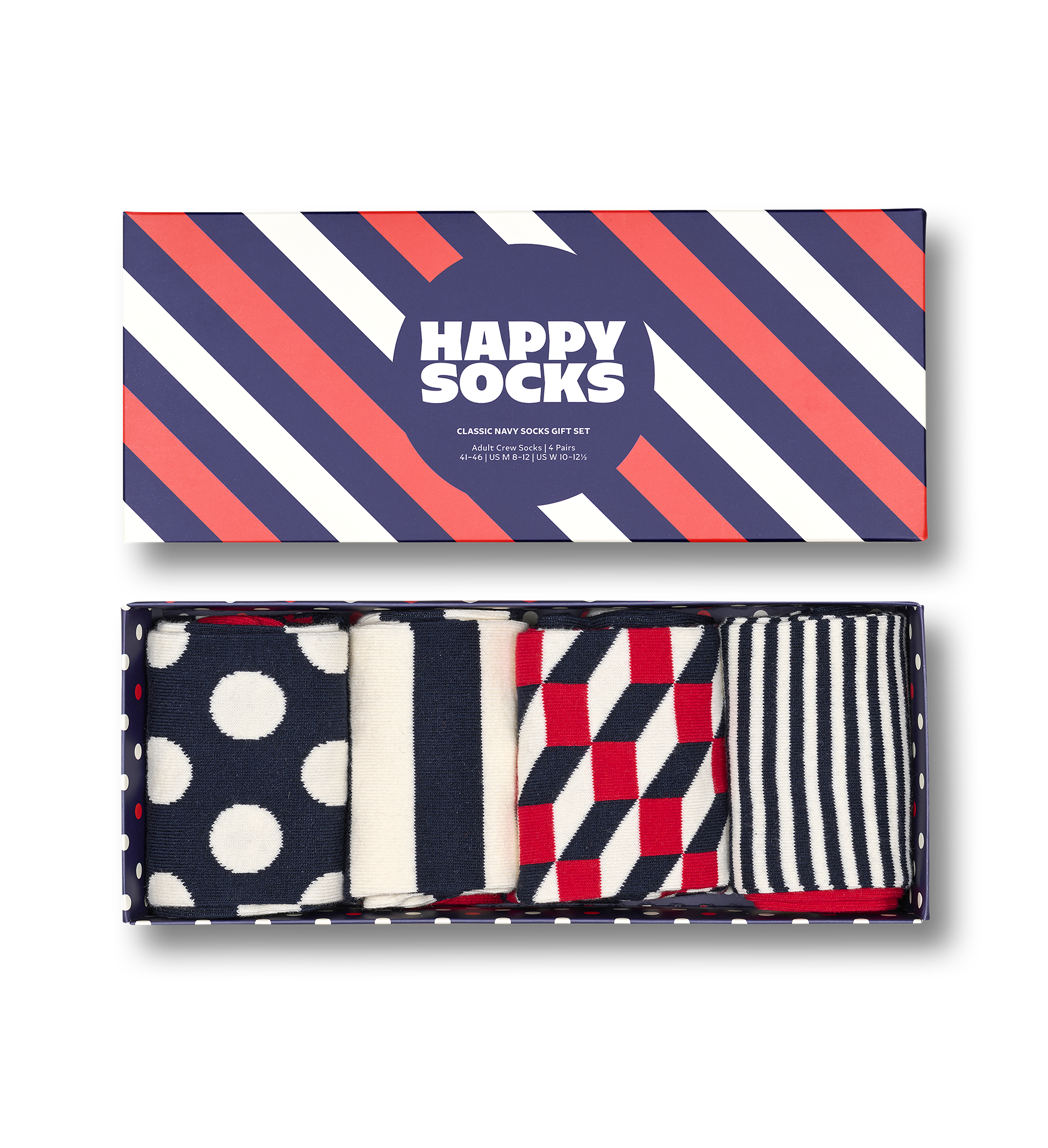 Happy Navy Crew Multi-Color 4-Pack Gift Set US Socks | Socks
