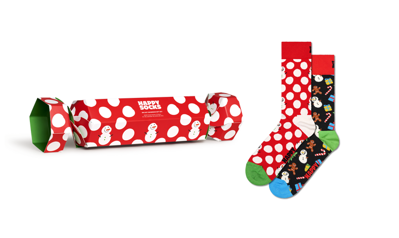 Colorful Polka Dot Snowman Socks Gift Set