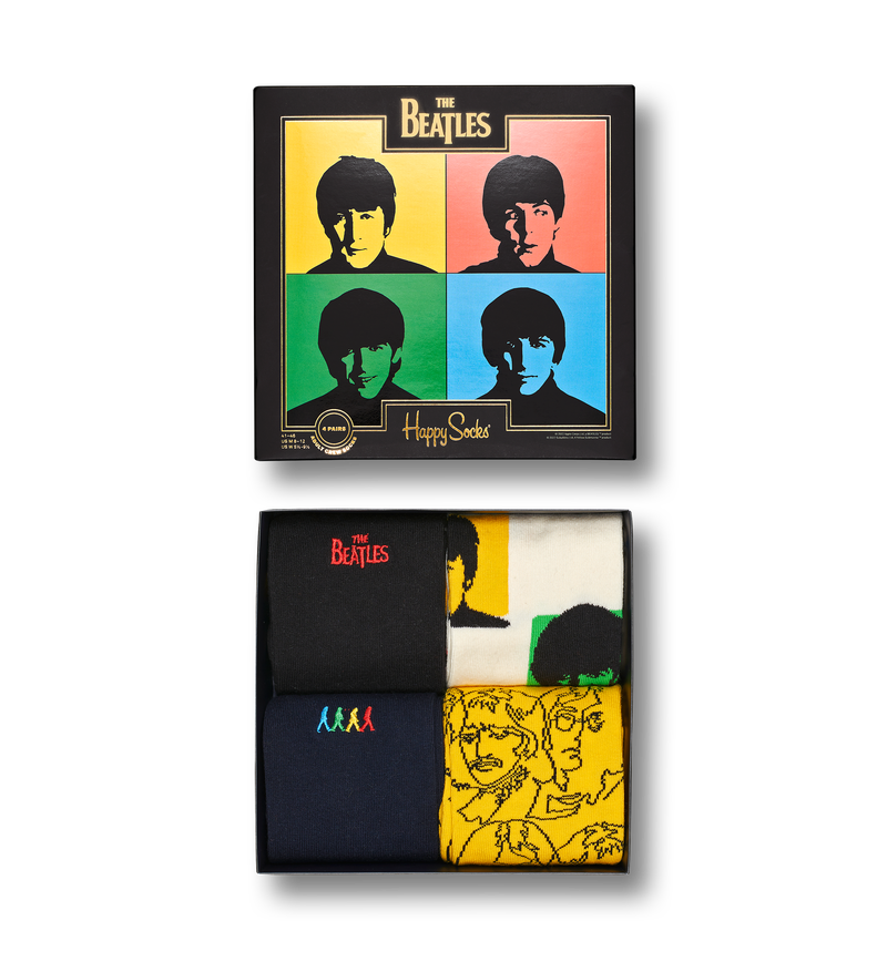 Black 4-Pack The Beatles Crew Socks Gift Set | Happy Socks