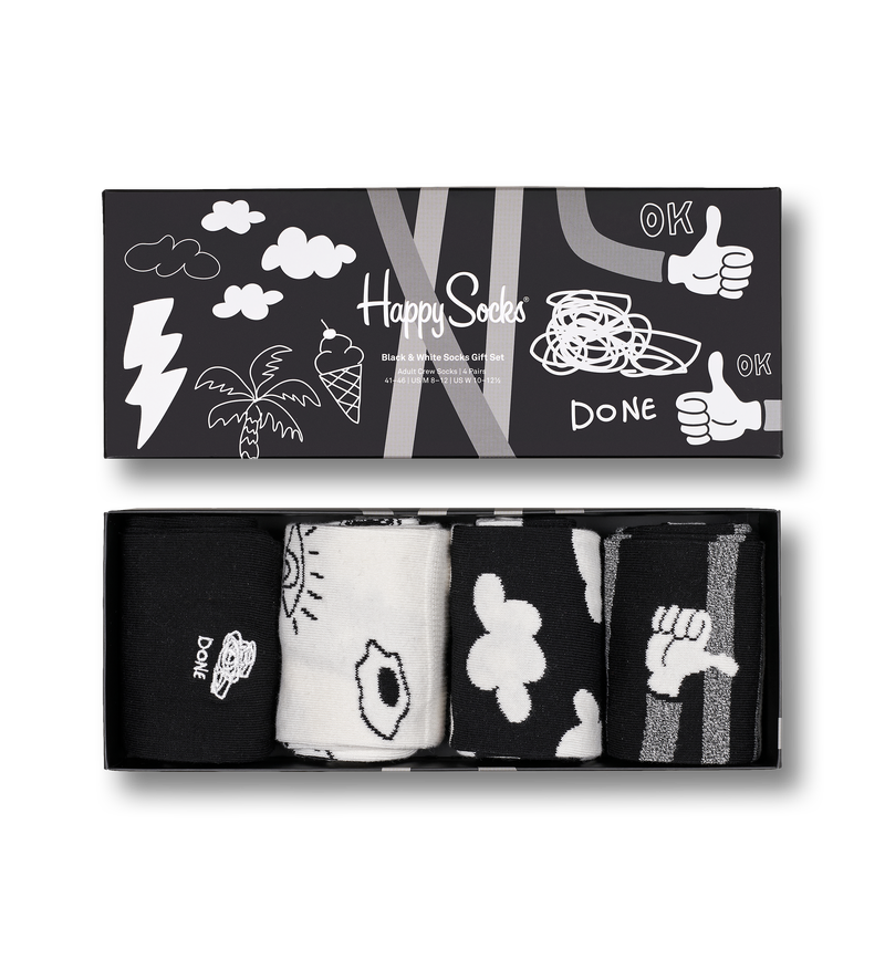 4-Pack Black & White Socks Gift Set | Business Socks Pack