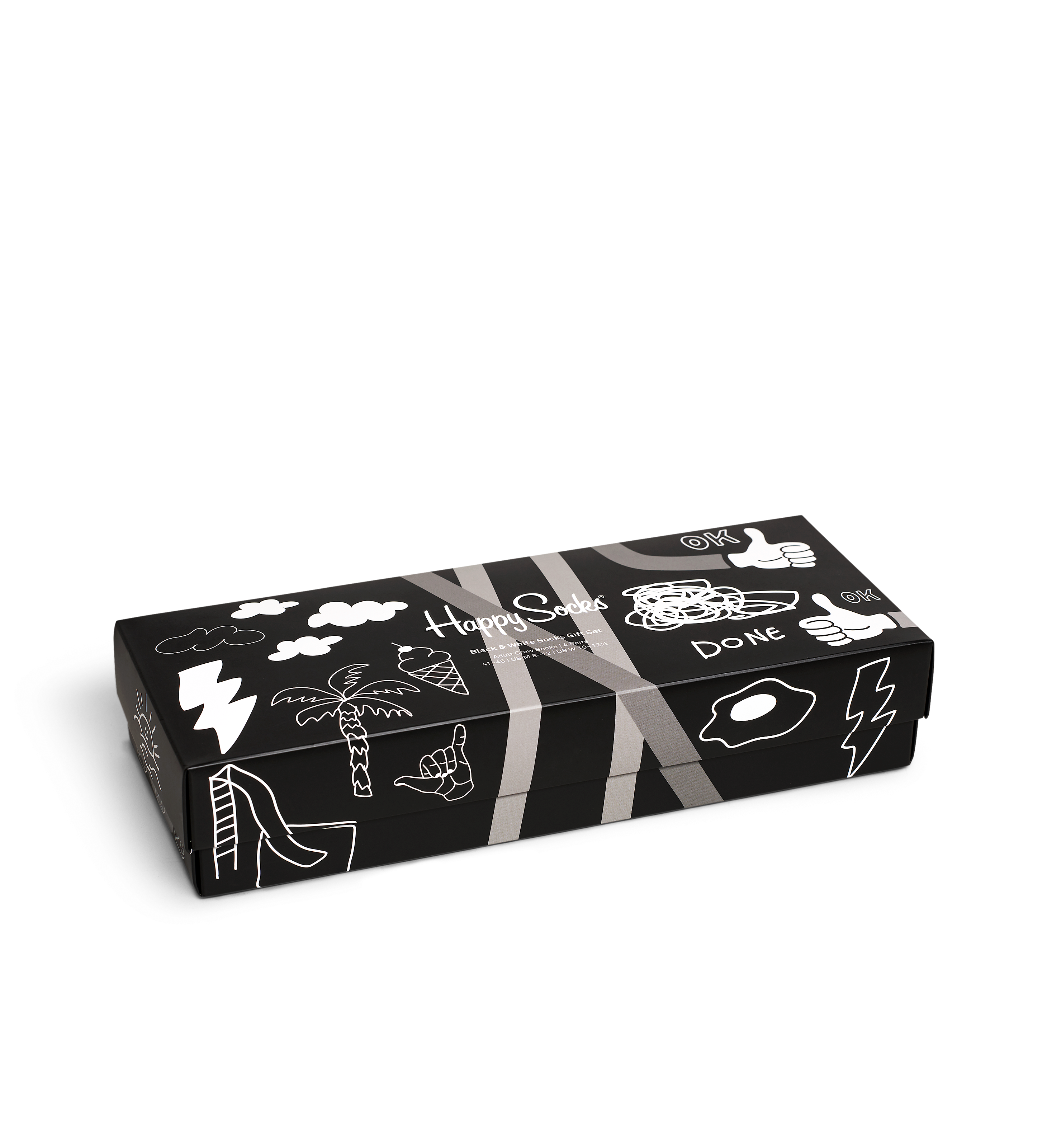 Black And White Socks Gift | Happy Set 4pc Socks US