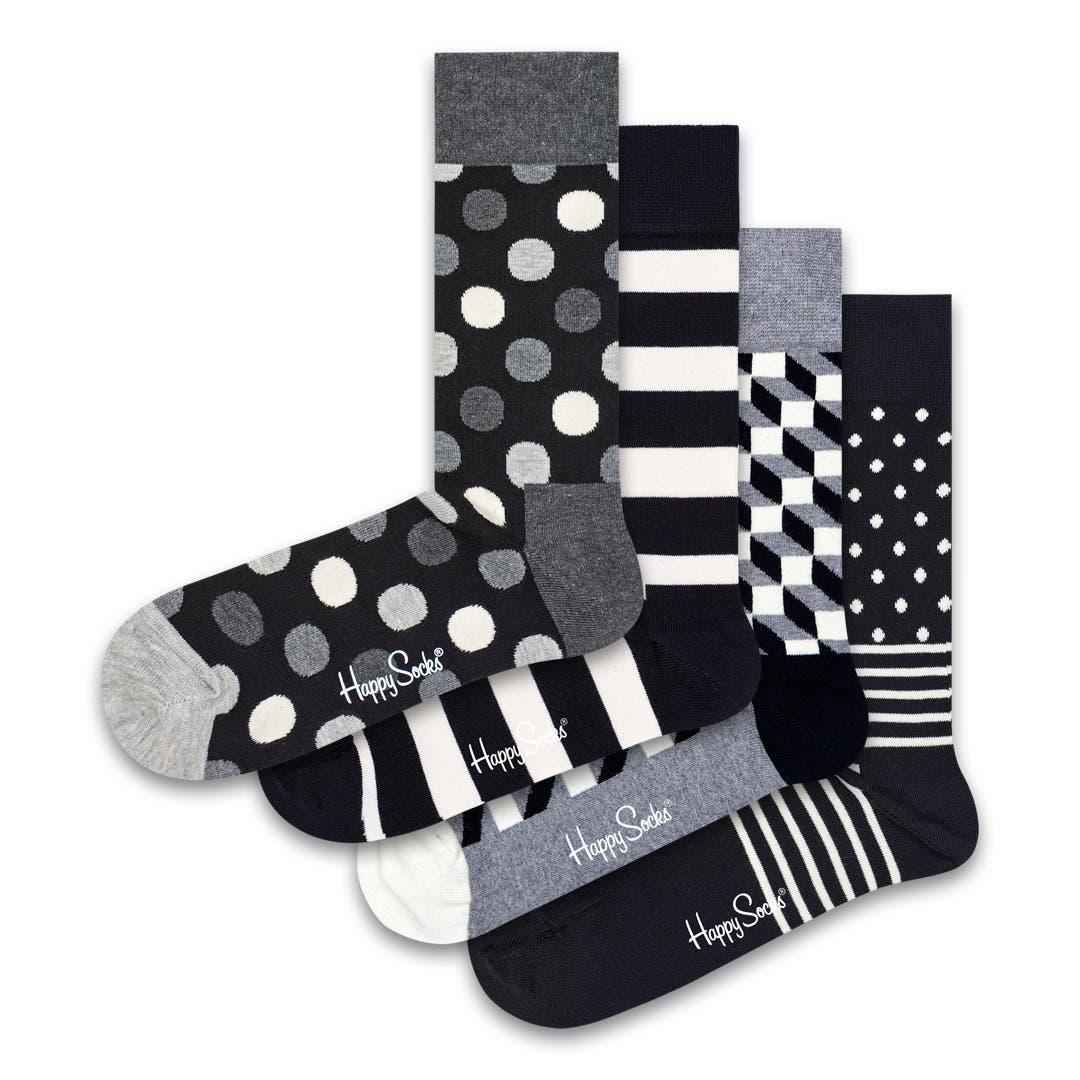 Socks 4pc & Box Gift US White | Happy Black