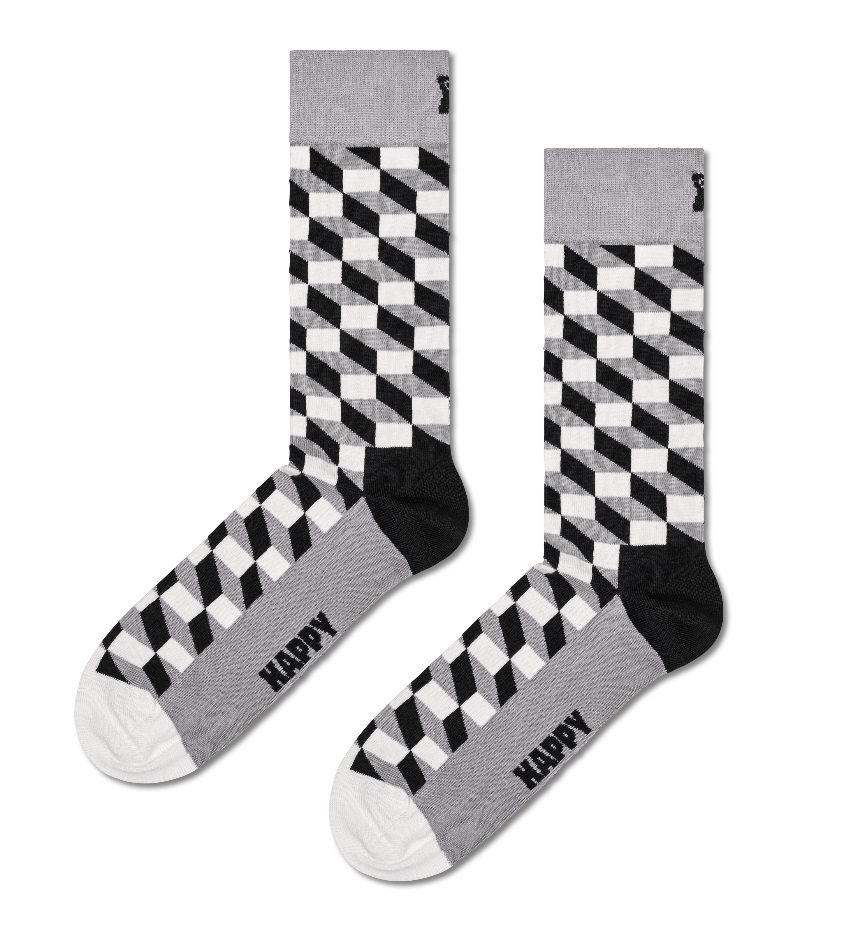 Black 4-Pack Classic Balck & White Crew Socks Gift Set | Happy Socks US | Lange Socken