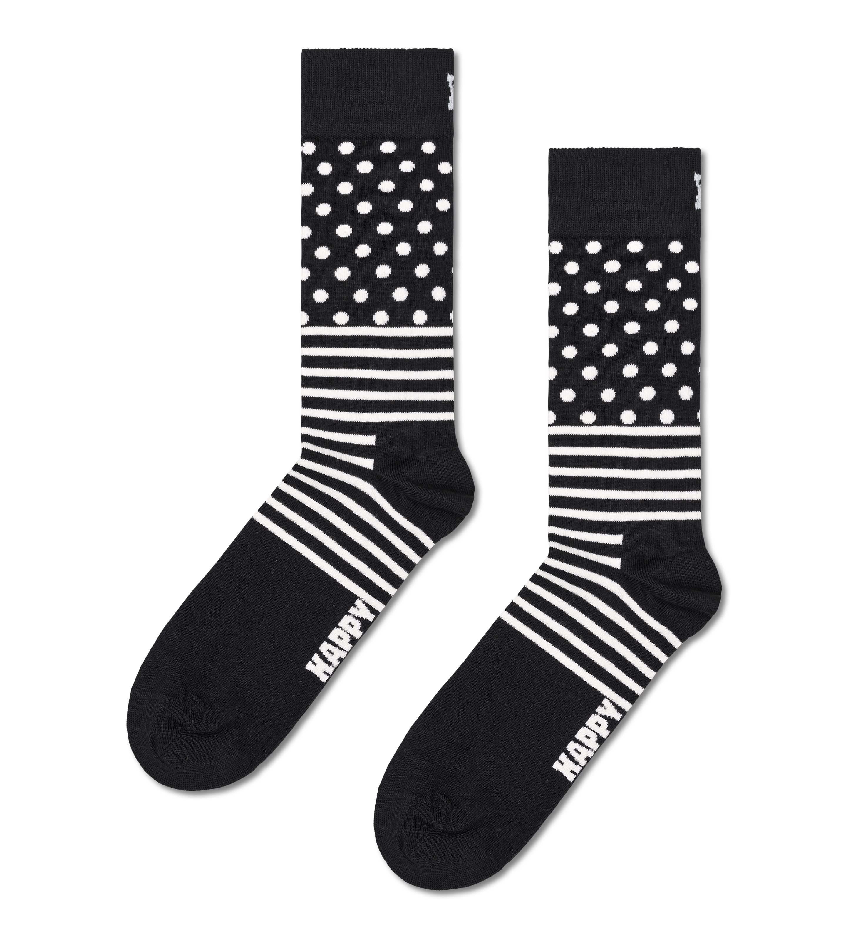 Black 4-Pack Classic Balck & White Crew Socks Gift Set | Happy Socks US | Lange Socken