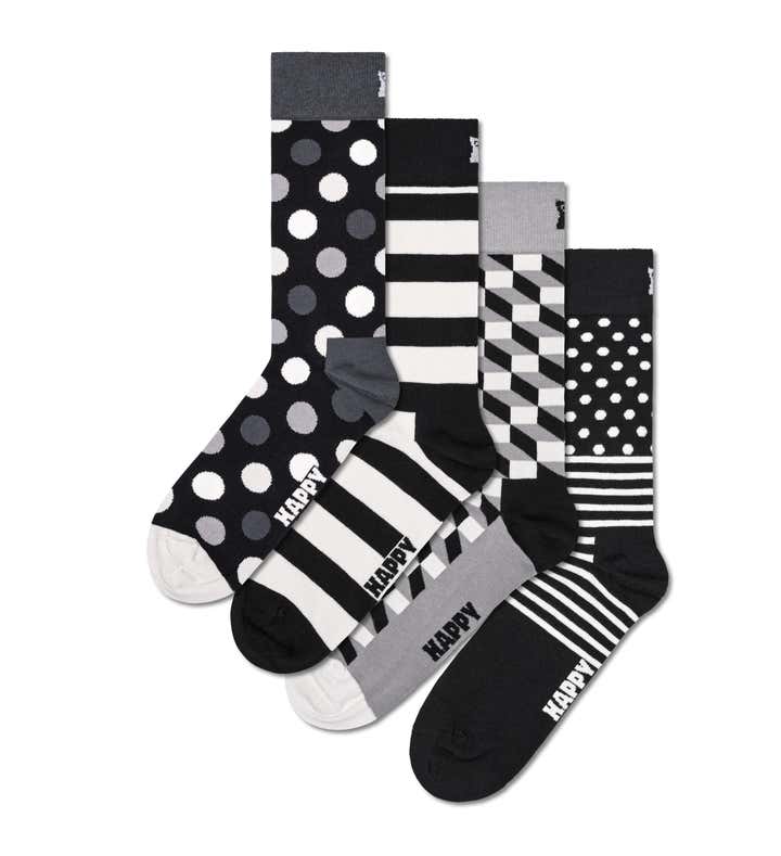 4-Pack Classic Black & White Socks Gift Set 7