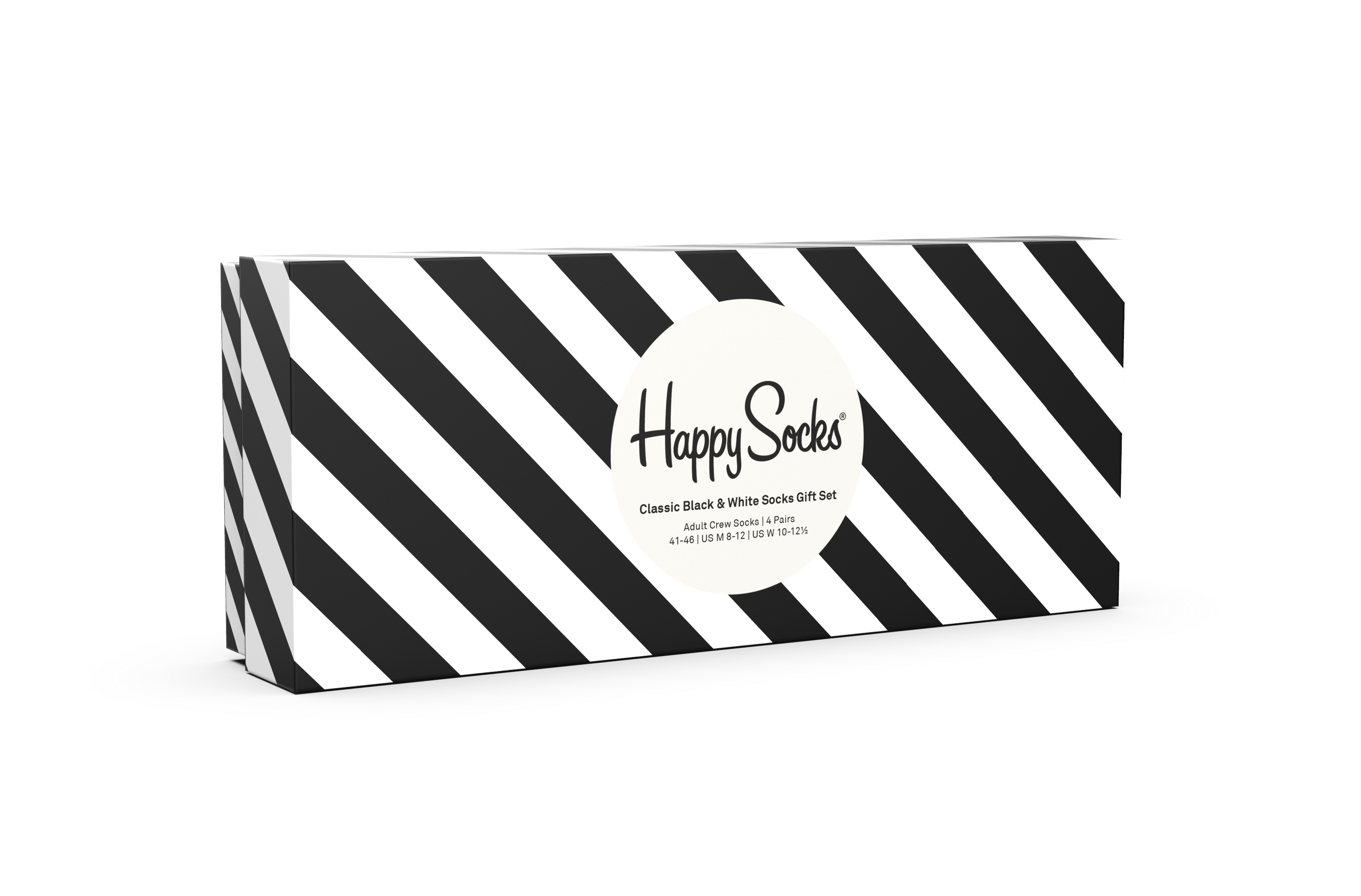 Black Socks 4-Pack & Gift Happy Set White Balck | Classic US Crew Socks