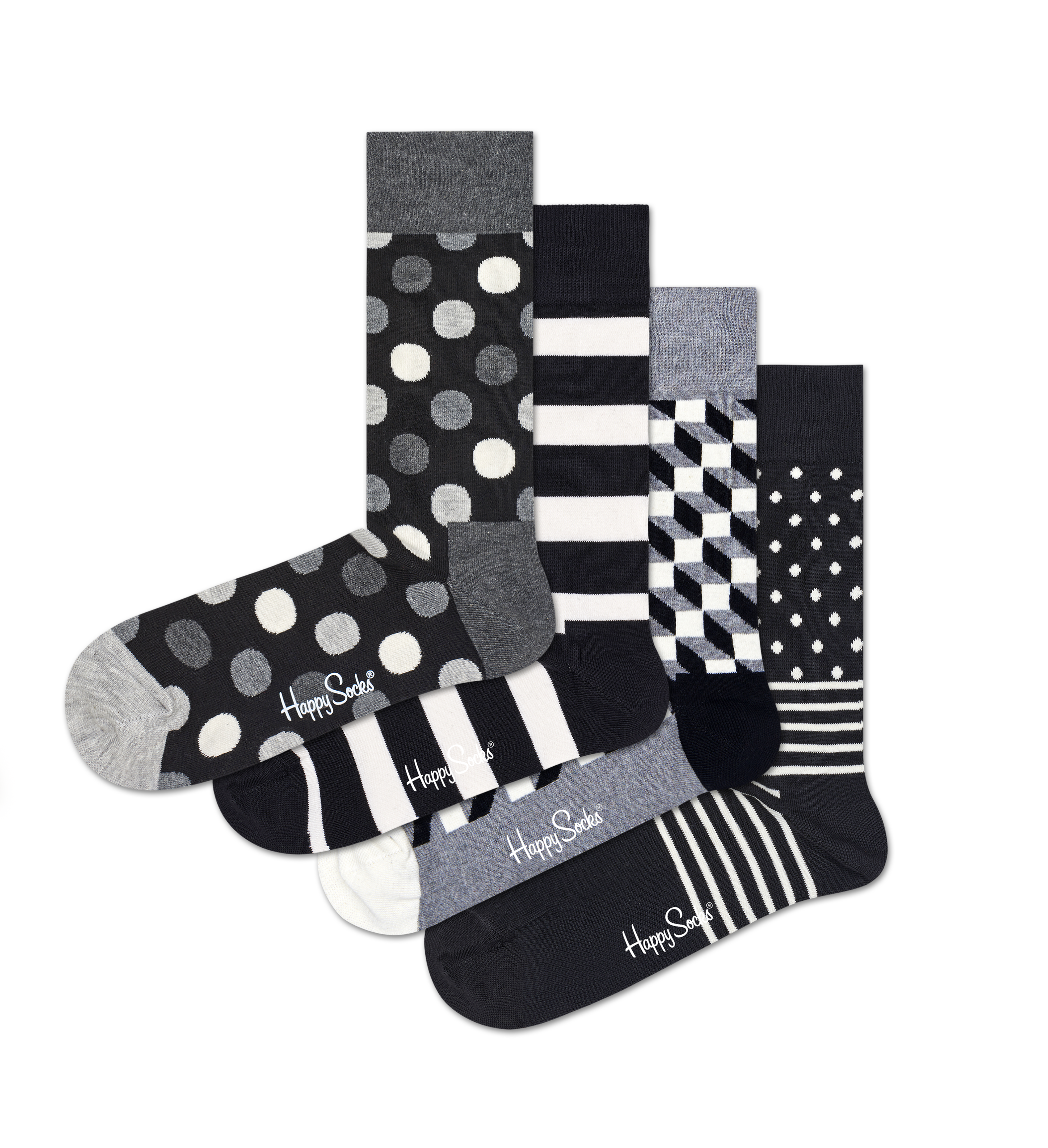 & Happy US Box Socks Black White Gift | 4pc