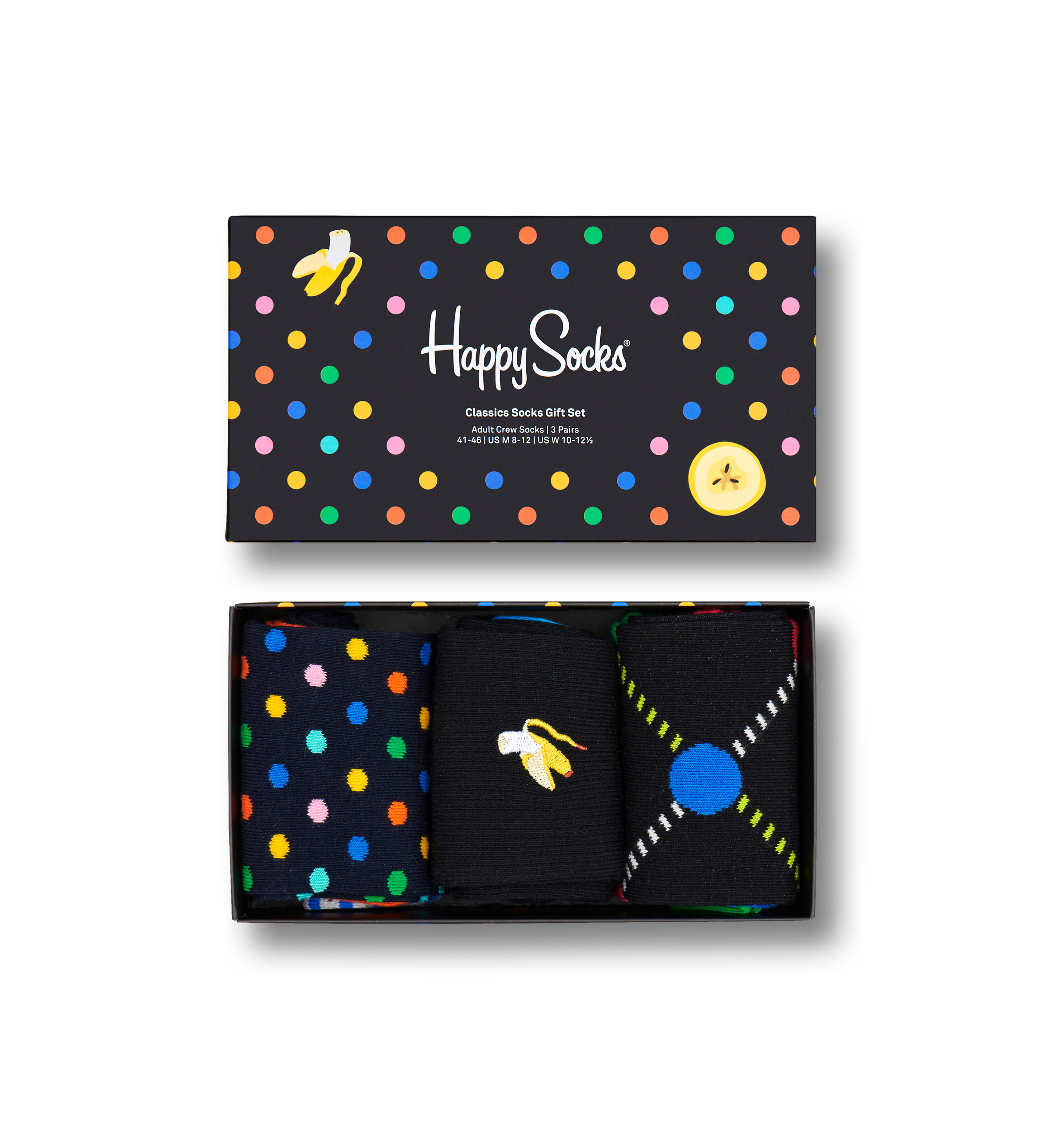 Black Classic 3-Pack Socks Gift Set | Happy Socks