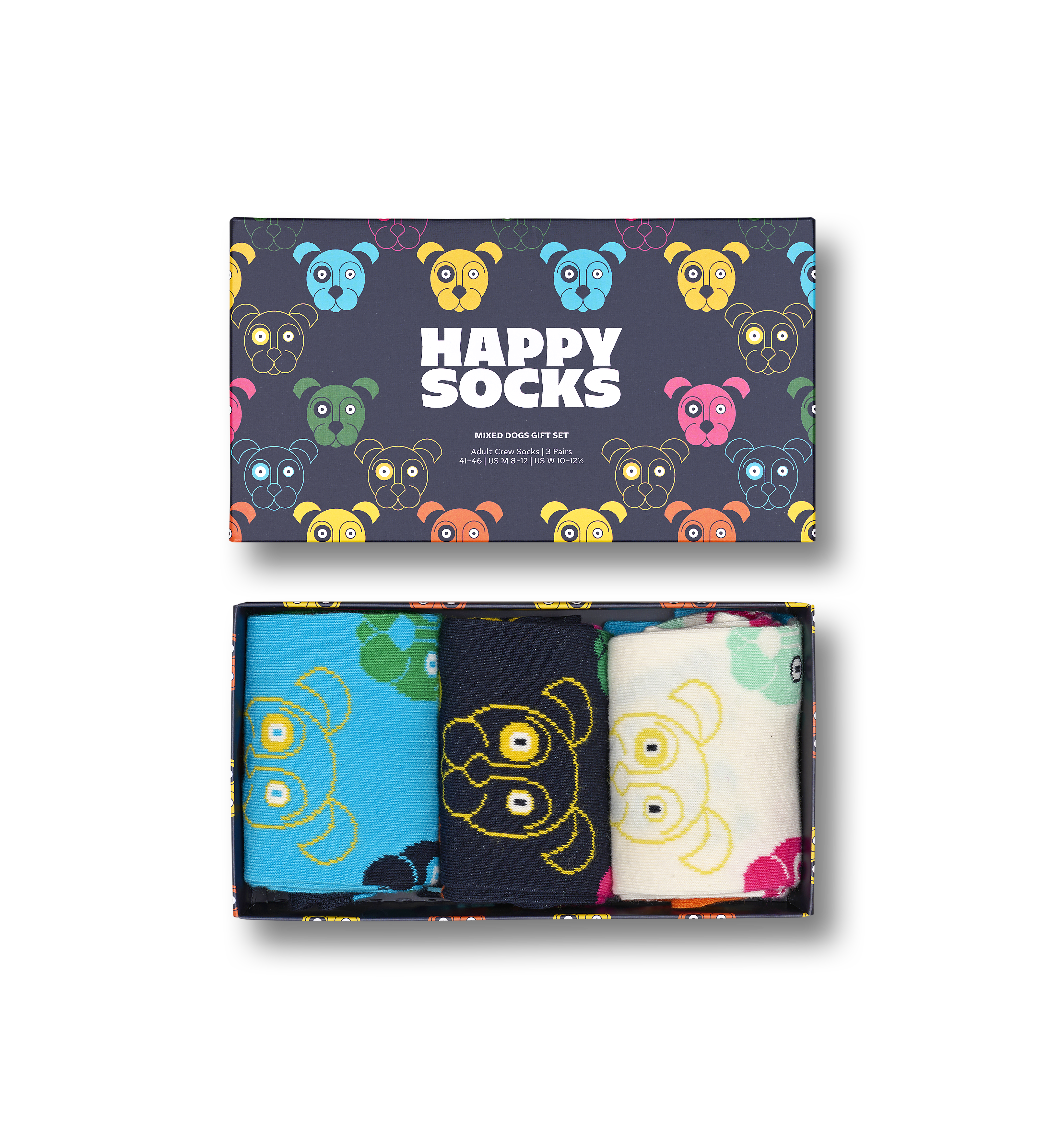 Light Blue 3-Pack Mixed Dog Crew Socks Gift Set | Happy Socks