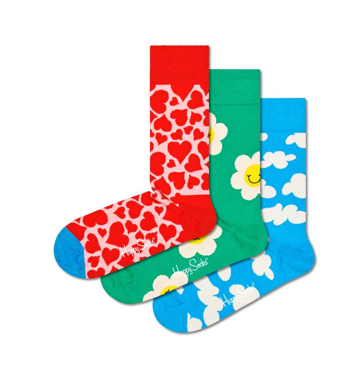 Red 3-Pack I Flower U Crew Gift Set | Happy Socks EU