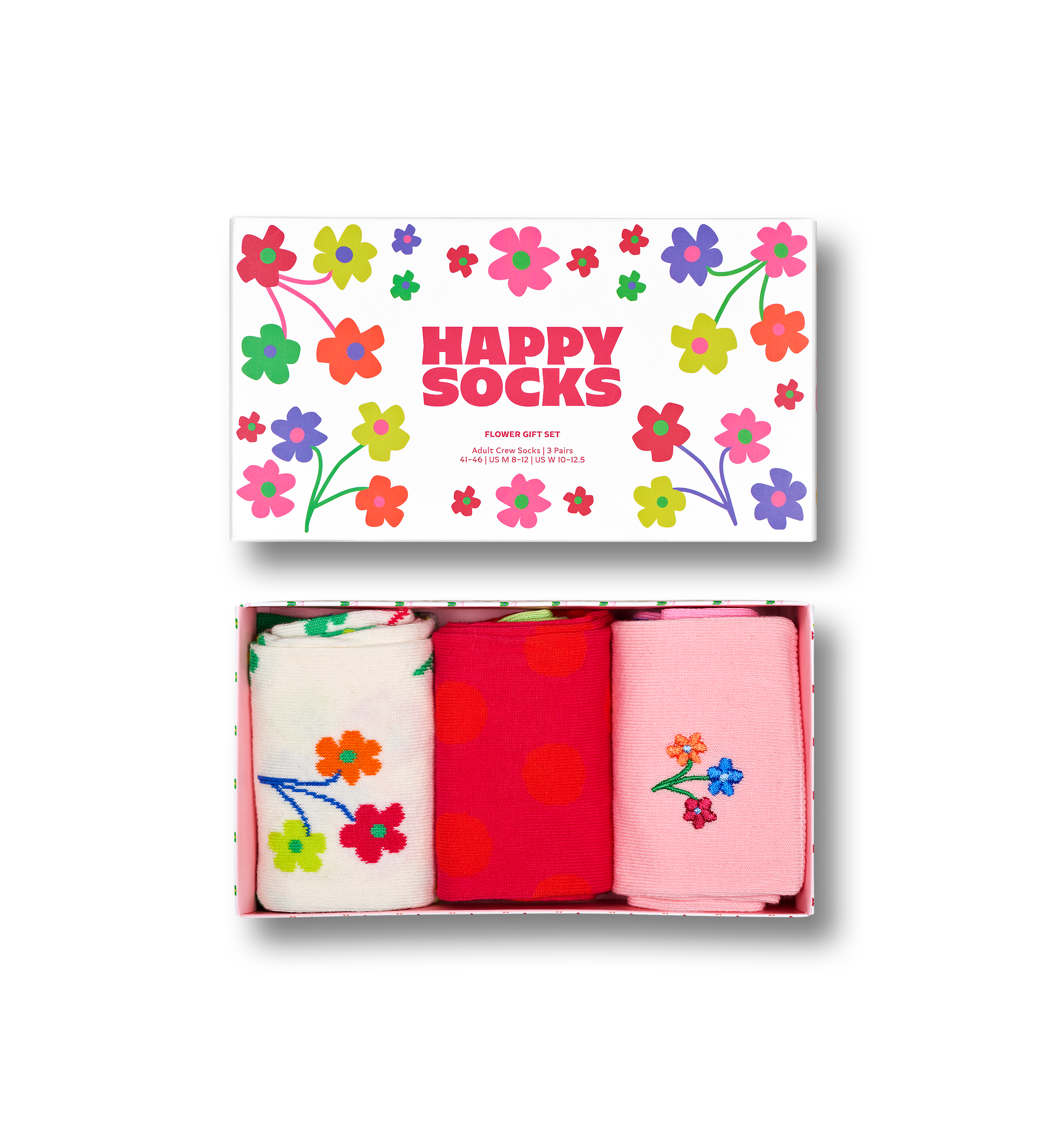 Pink Flower 3-Pack Socks Gift Set | Happy Socks
