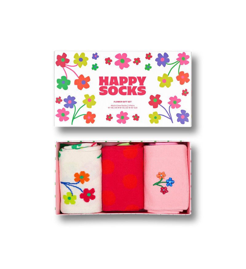 Colorful Floral Socks Gift Set | Cute 3-Pack Flower Socks
