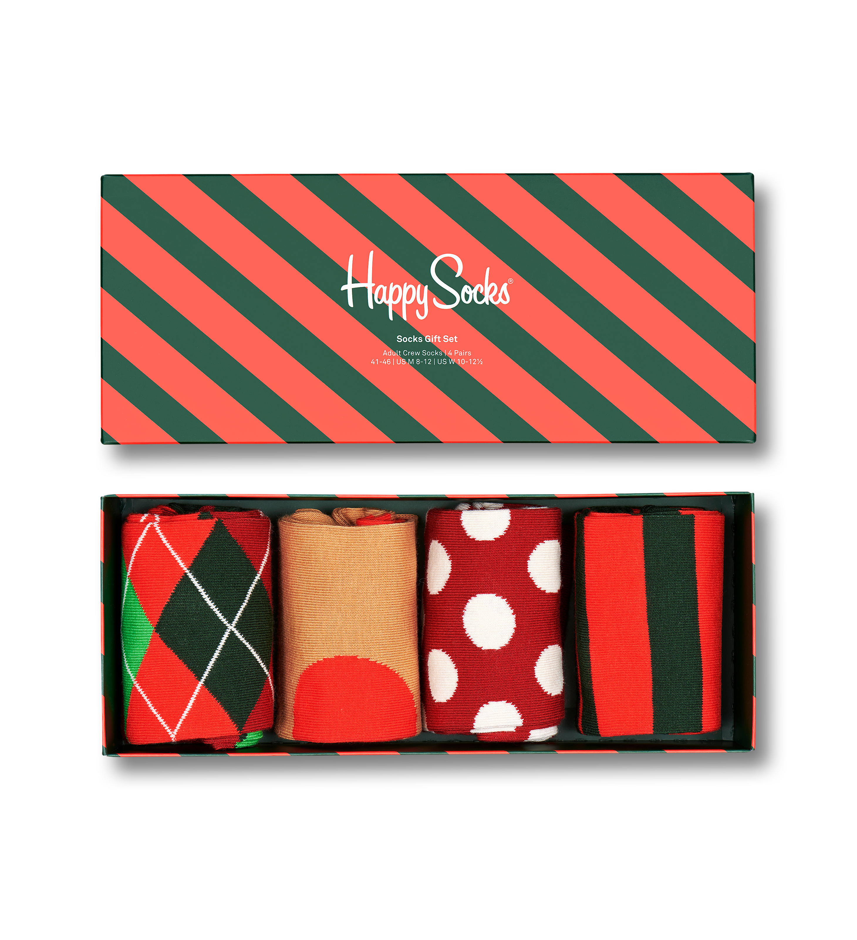 Dark Red 4-Pack Holiday Classics Crew Socks Gift Set | Happy Socks