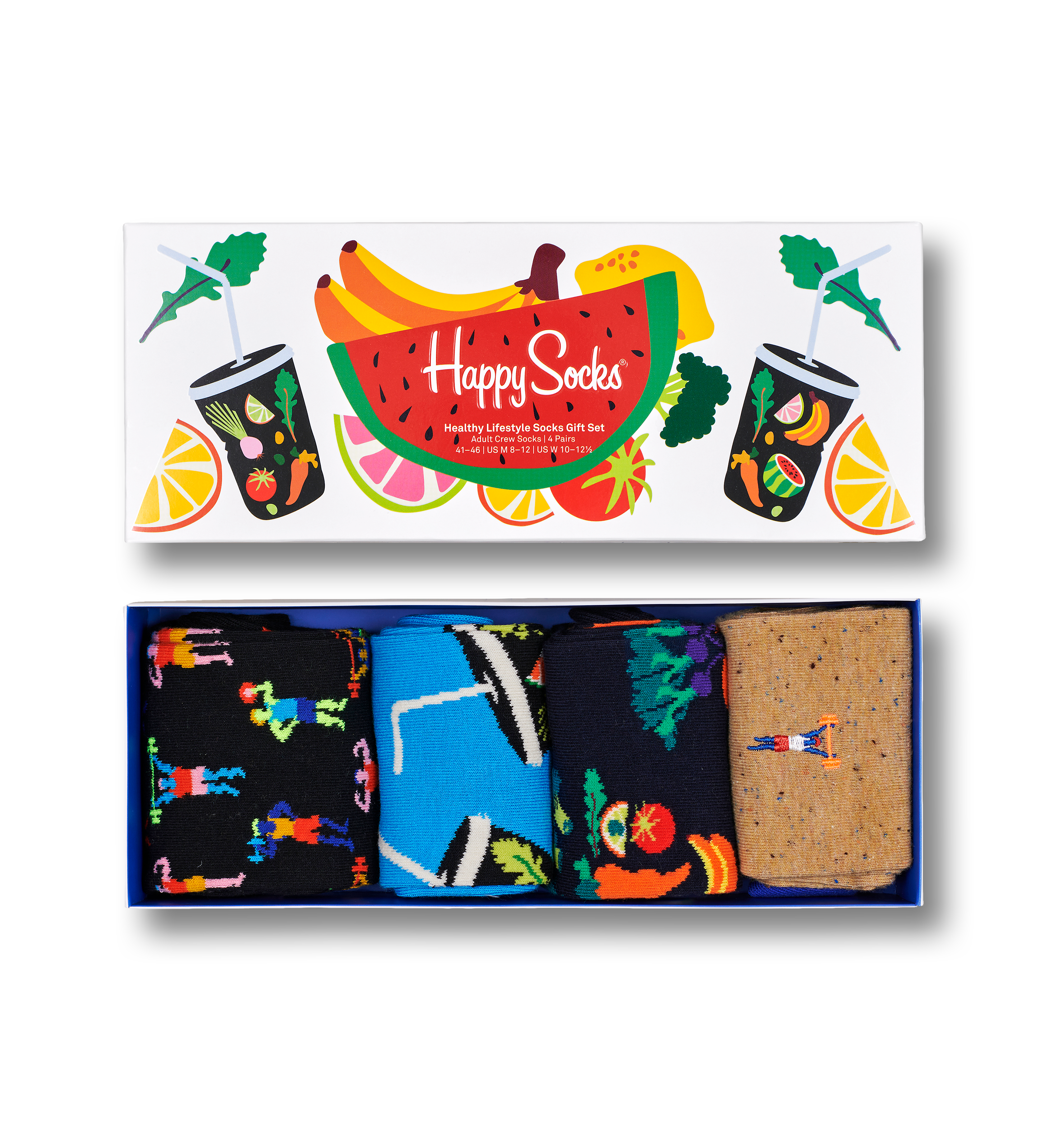 Healthy Lifestyle Socks Gift Set 4pc | Happy Socks