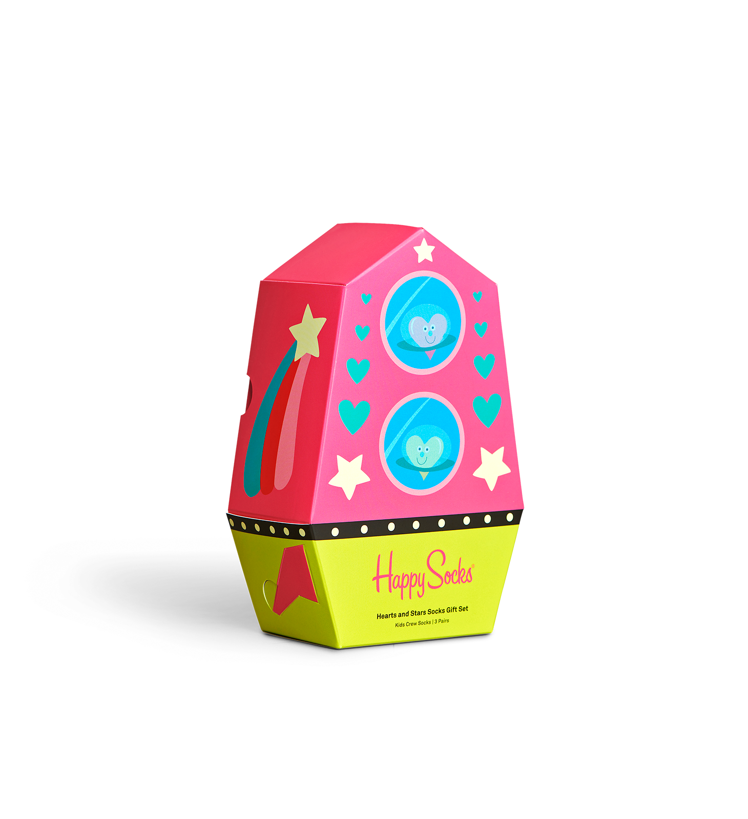 Light Pink 3-Pack Kids Hearts and Stars Crew Socks Gift Set | Happy Socks