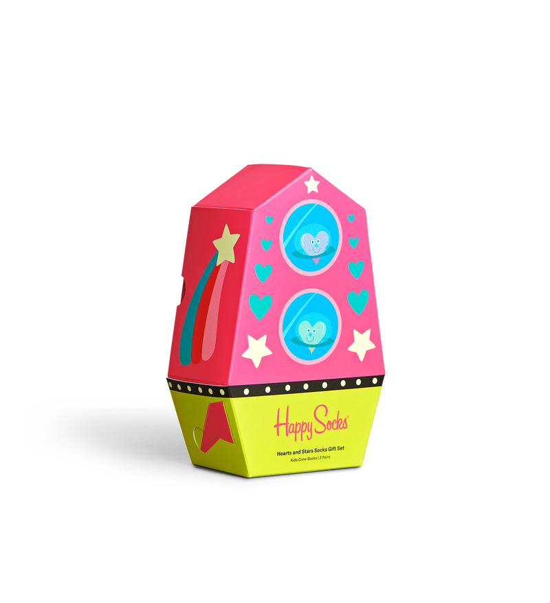 Light Pink 3-Pack Kids Hearts and Stars Crew Socks Gift Set | Happy Socks