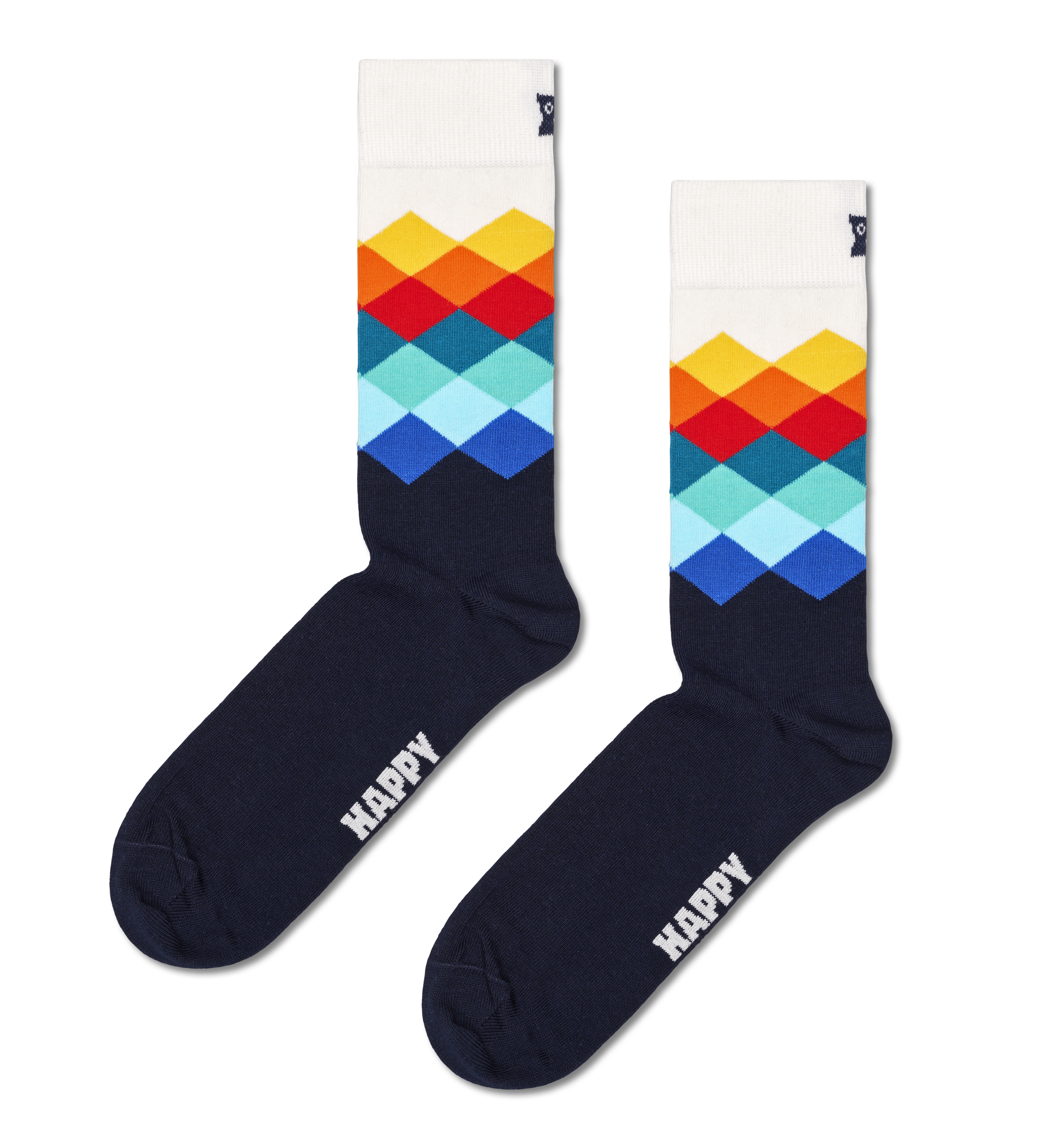 US Socks Crew | Socks Happy 4-Pack Navy Set Multi-Color Gift