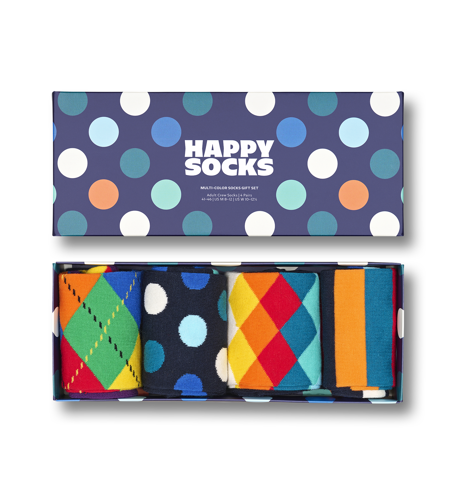 | Happy US Multi-Color Gift Navy Socks Set Socks 4-Pack Crew