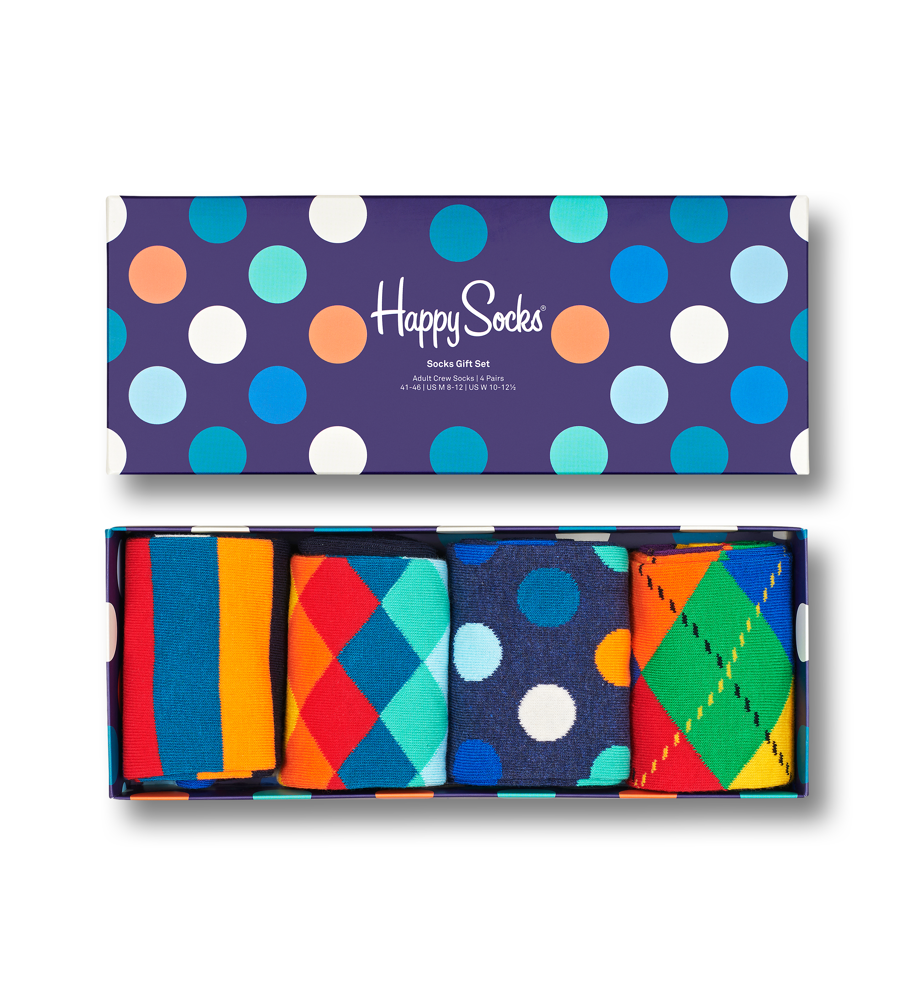 Multi-Color US | 4-Pack Socks Gift Happy Socks Navy Crew Set