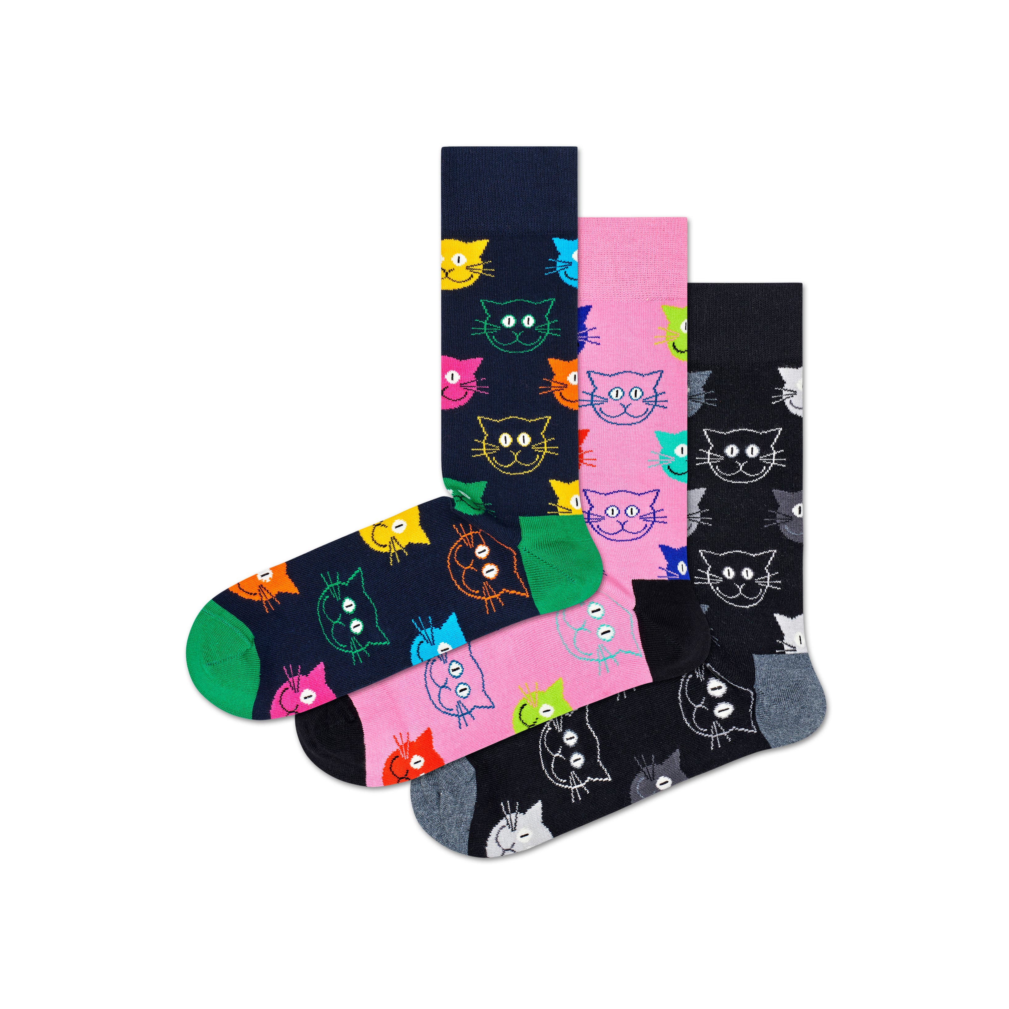 Happy Socks, 2-Pack Crew Socks, Cats Socks for Men and Women