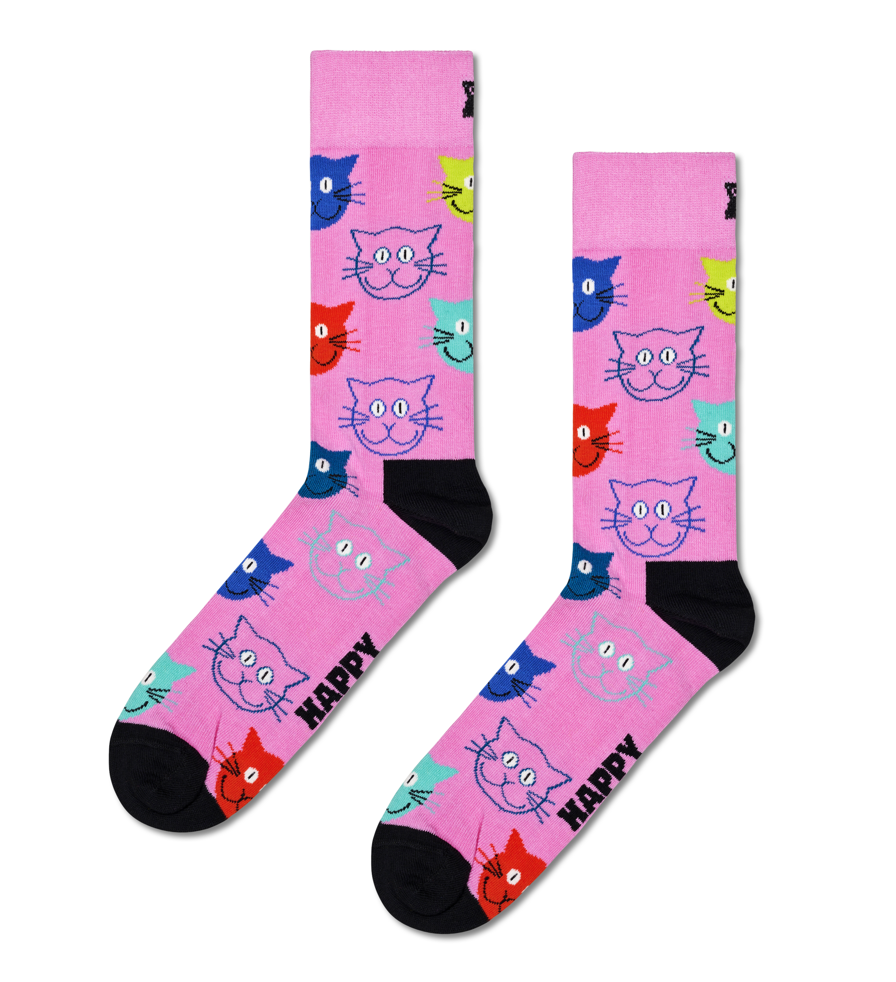 US Happy Gift Socks 3-Pack Mixed Crew Set Socks Navy | Cat