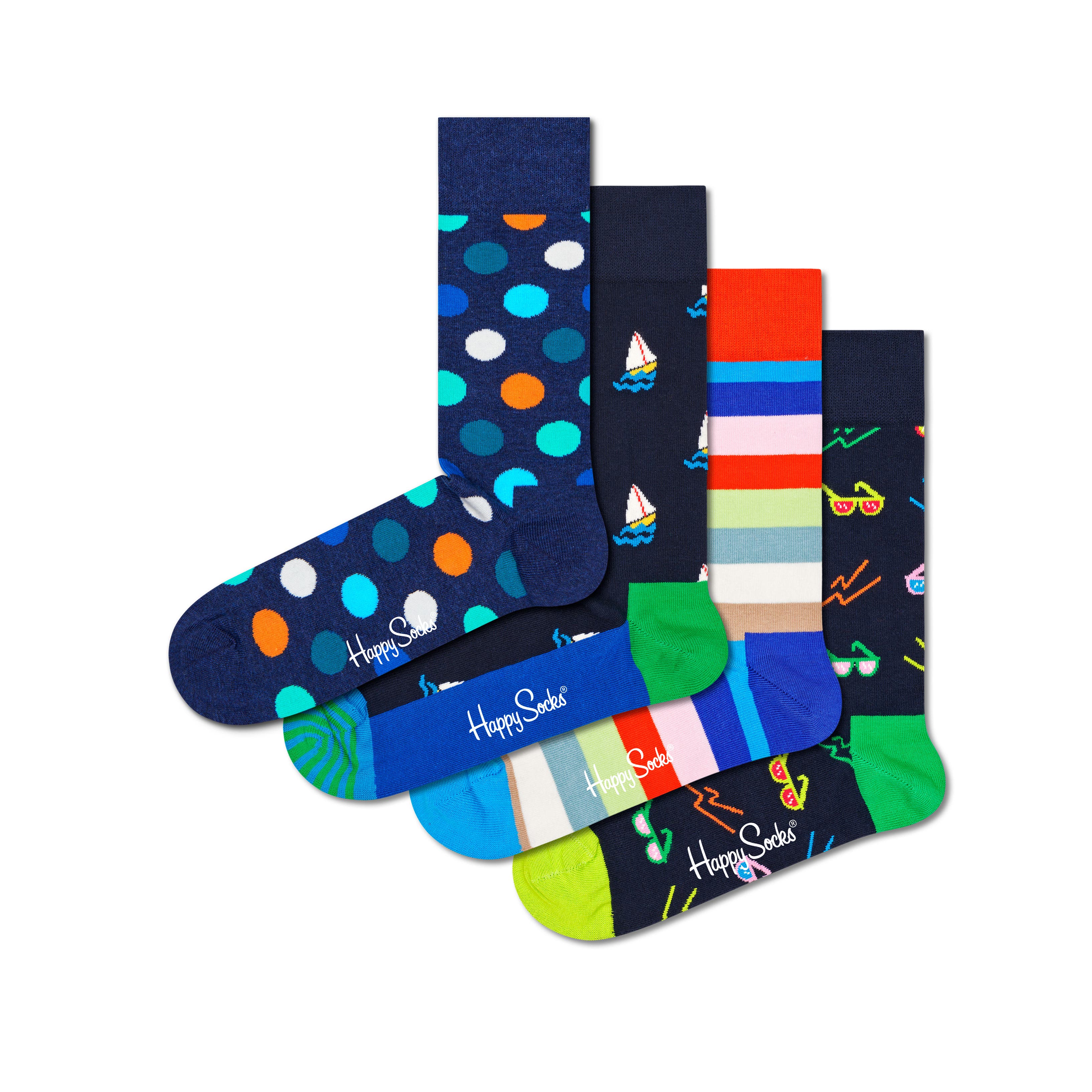 Blue Navy 4-Pack Socks Happy | Set Socks EU Gift