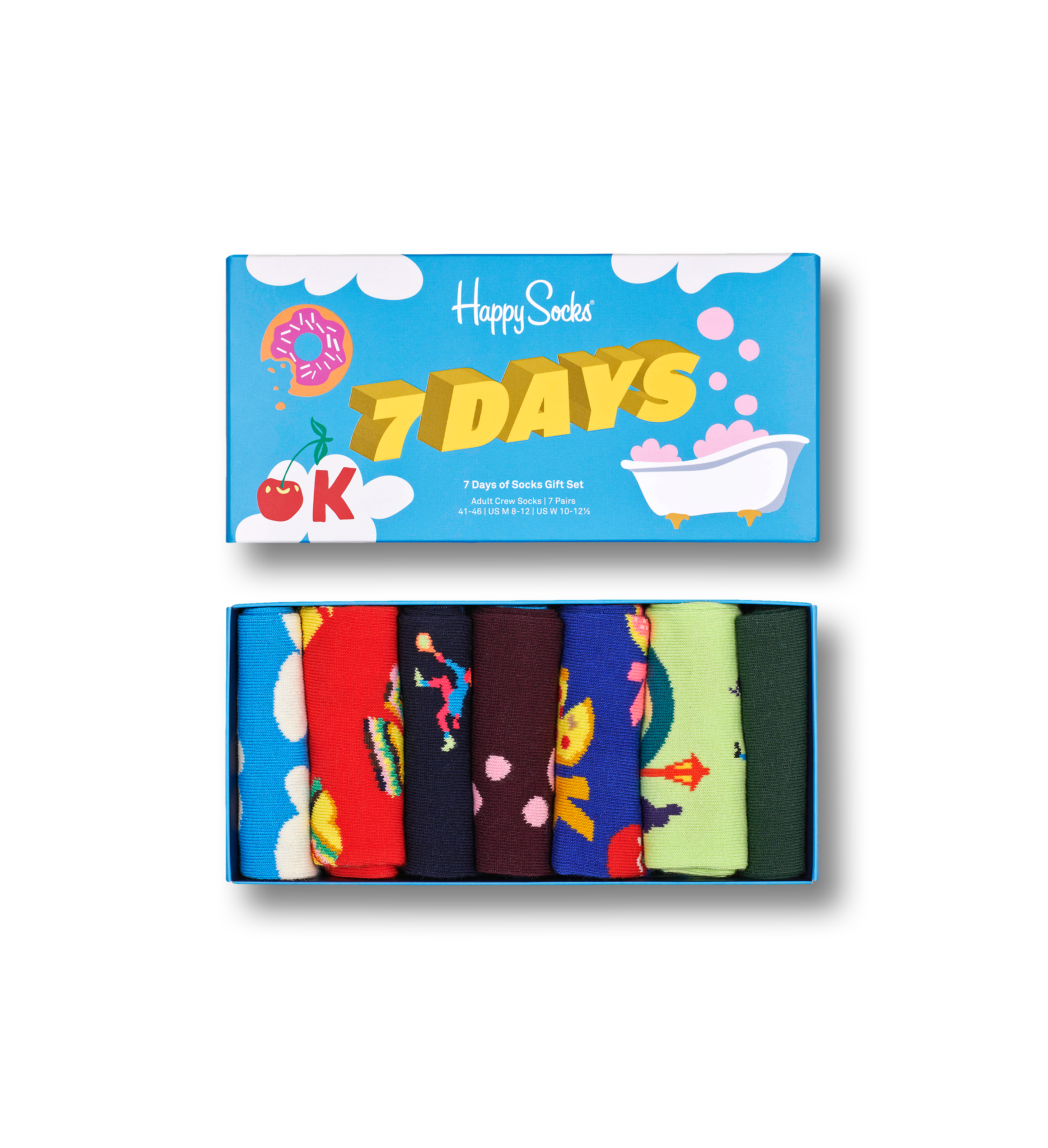 Light Blue 7-Pack 7 Set Crew | US Day Socks Socks Gift Happy